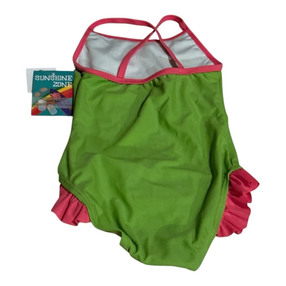 Sunshine Zone Infant Kids Green and Pink Swimsuit Size 12 Months UPF 50 NWT - Picture 2 of 4